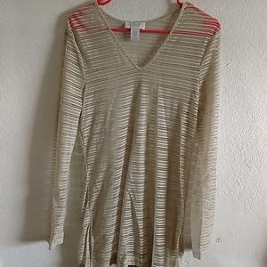 Long sleeve mesh stripe top